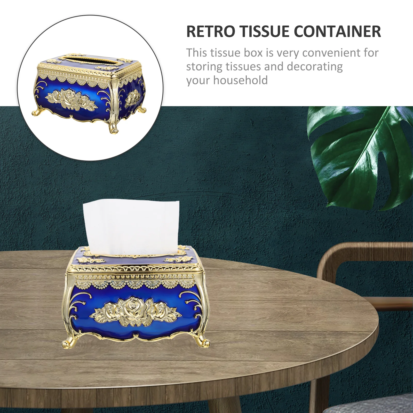 

Vintage Zinc Alloy Tissue Box Holder Retro Napkin Box Luxury Desktop Decoration for Home Car Office Paper Towel Dispenser