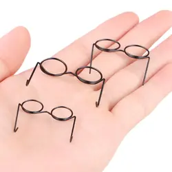 5Pcs Retro Black Metal Lensless Round Eyeglasses Doll Glasses Frame For Bjd Fashion Plush Toy Glasses Dolls Accessories Kids Toy