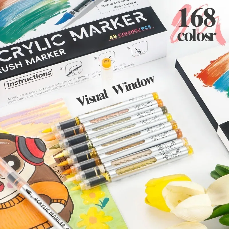 

12-168 цветов акриловые маркеры водонепроницаемые для рисования и рисования креативный DIY рок-камень дерево ежедневные граффити компакт-диски чашка товары для рукоделия