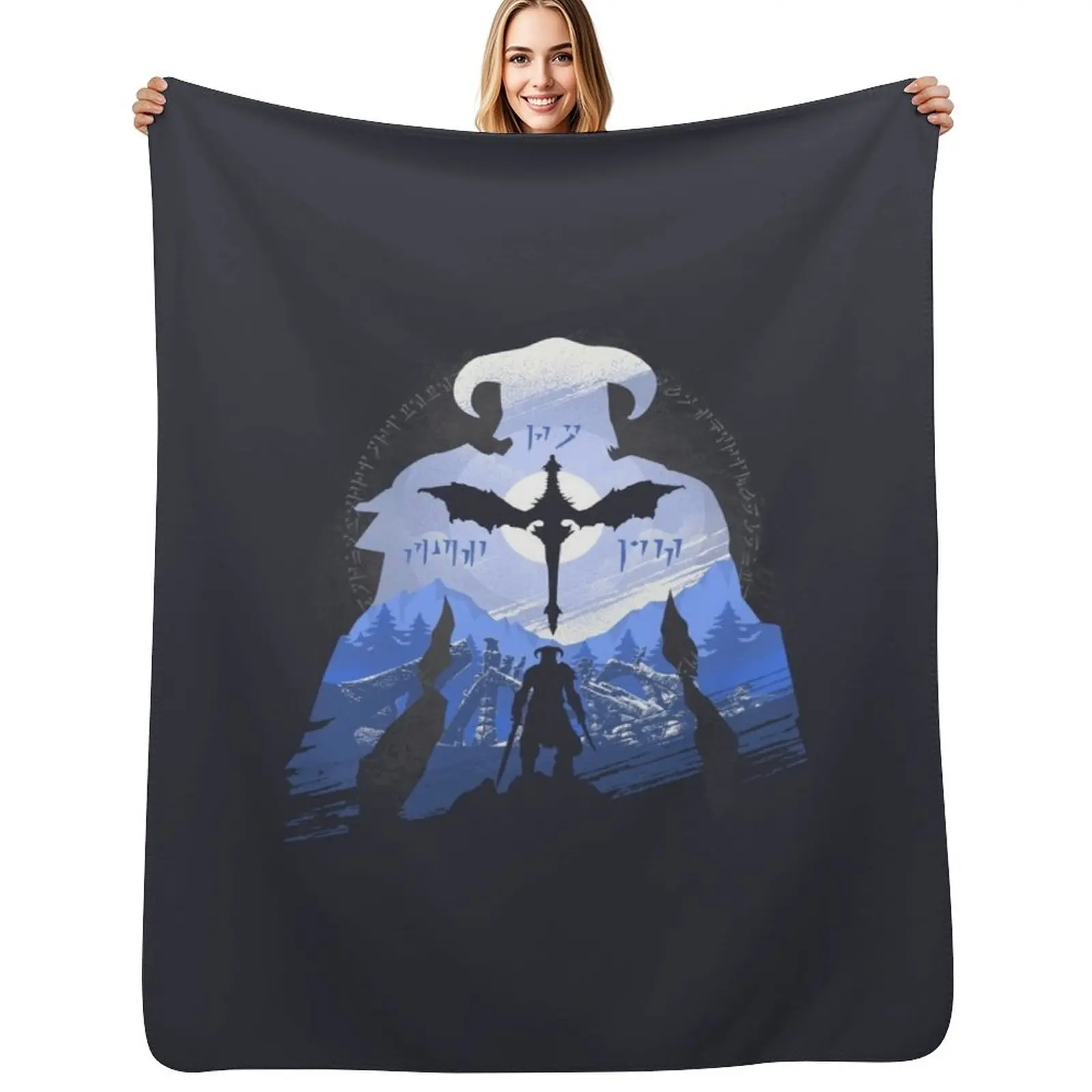 The Last Dragonborn Throw Blanket Cozy Microfiber Throw Blanket for Home Bedroom