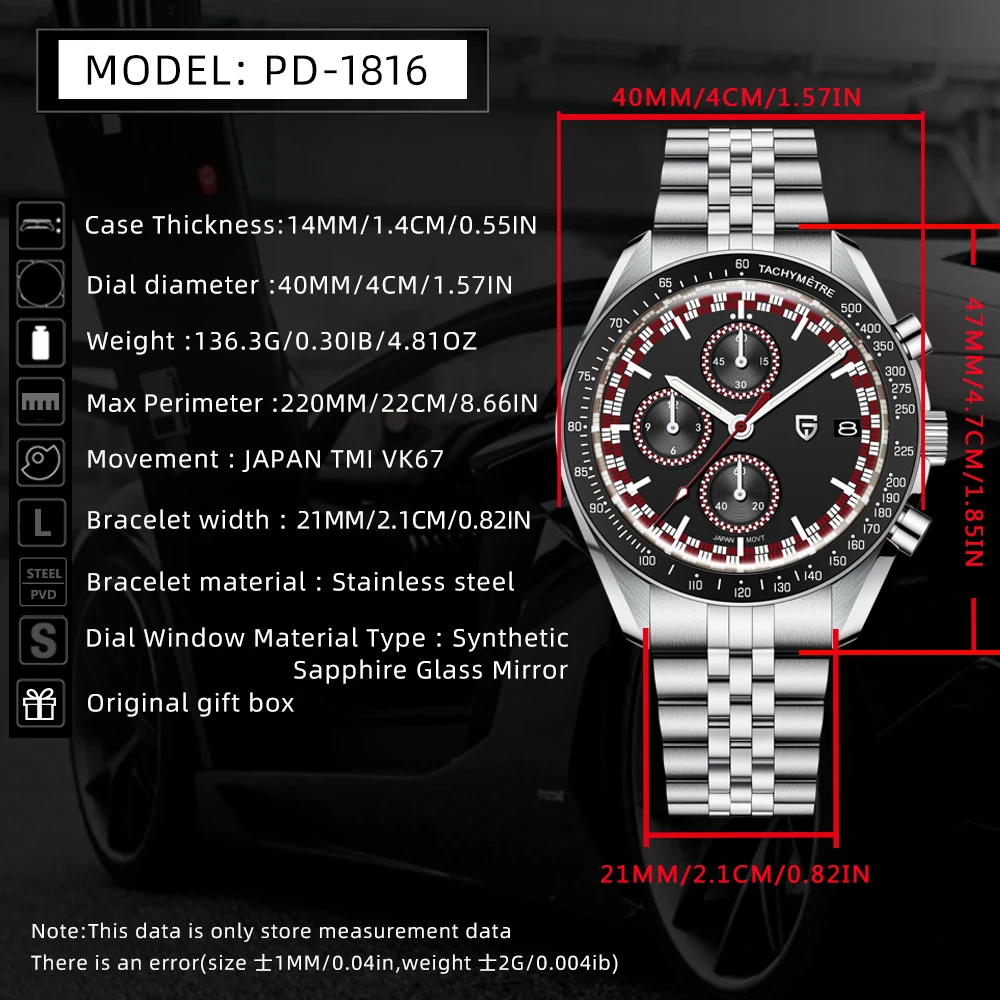 Jam Tangan Pria PAGANI DESIGN Terbaru 2025, Jam Quartz Mewah, Kronograf, Kaca Safir, Kotak Hadiah