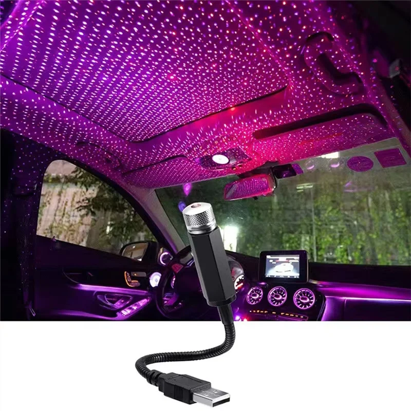 ABZV-Mini LED Proiettore per luce notturna a stella sul tetto dell'auto USB Atmosfera decorativa Lampada galassia per decorazione del soffitto della stanza sul tetto dell'auto Rosso