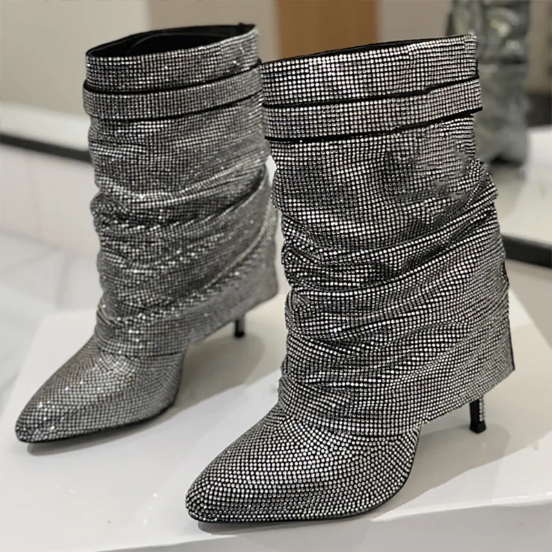 

Top quality Superfine velvet women's high heels short boots, elegant and fashionable, with gold buttons 25090414