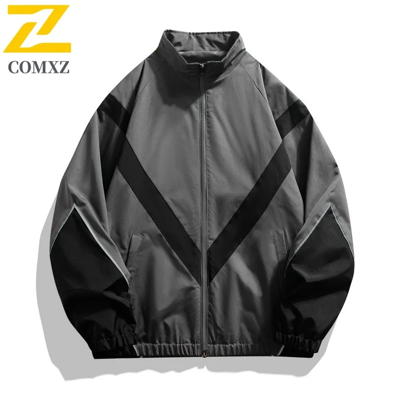 

COMXZ Windbreaker Waterproof Men Women Outdoor Hooded Jacket Loose Fit Streetwear Baseball Coat for Camping Fishing Hiking 2025