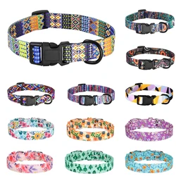 Small Dog Collar Nylon Print Puppy Cat Necklace Adjustable Medium Dogs Kitten Collars Floral Printed Pet Necklaces For Dogs Cats