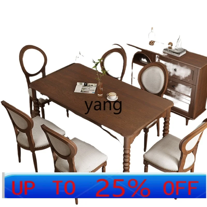 

LTT retro all-solid wood dining table guest restaurant small apartment modern simple table
