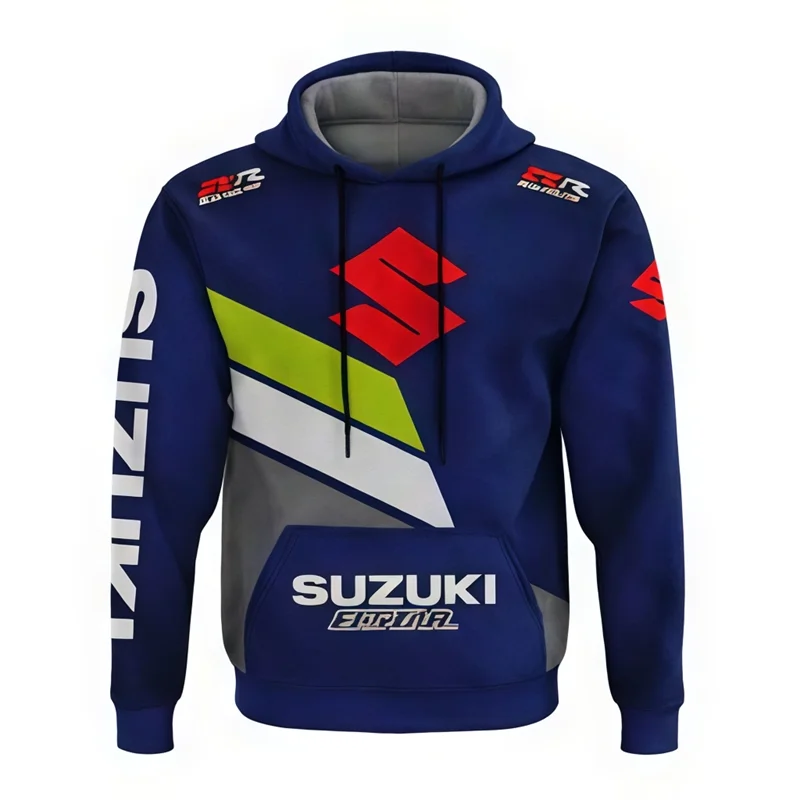 

Suzuki autumn and winter new retro men's sweatshirt outdoor off-road rider 3D printing top street leisure sports hooded warm top