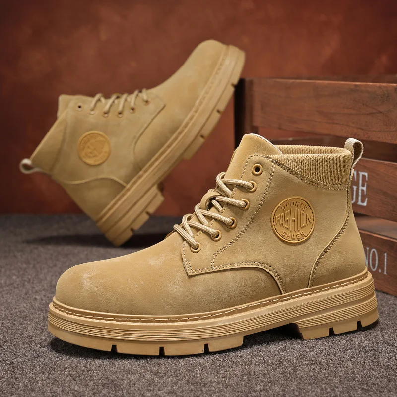 

Новая осенняя обувь для мужчин, уличные высокие кожаные повседневные туфли, молодежные уличные крутые ботильоны