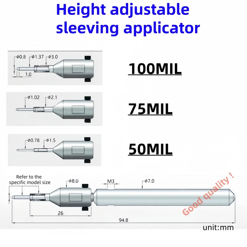 

1PCS Good Quality Adjustable Sleeve Punching Tool 50 MIL/75 MIL/100 MIL for Installing Needle Sleeves And Can Fix The Height.