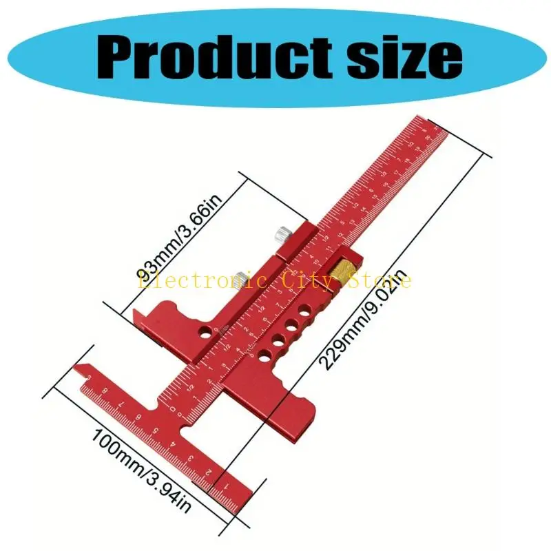 Sliding Ruler Woodworking Marking Ruler Woodworking Construction Ruler Practical T-shaped Ruler for DIY Project HU8D