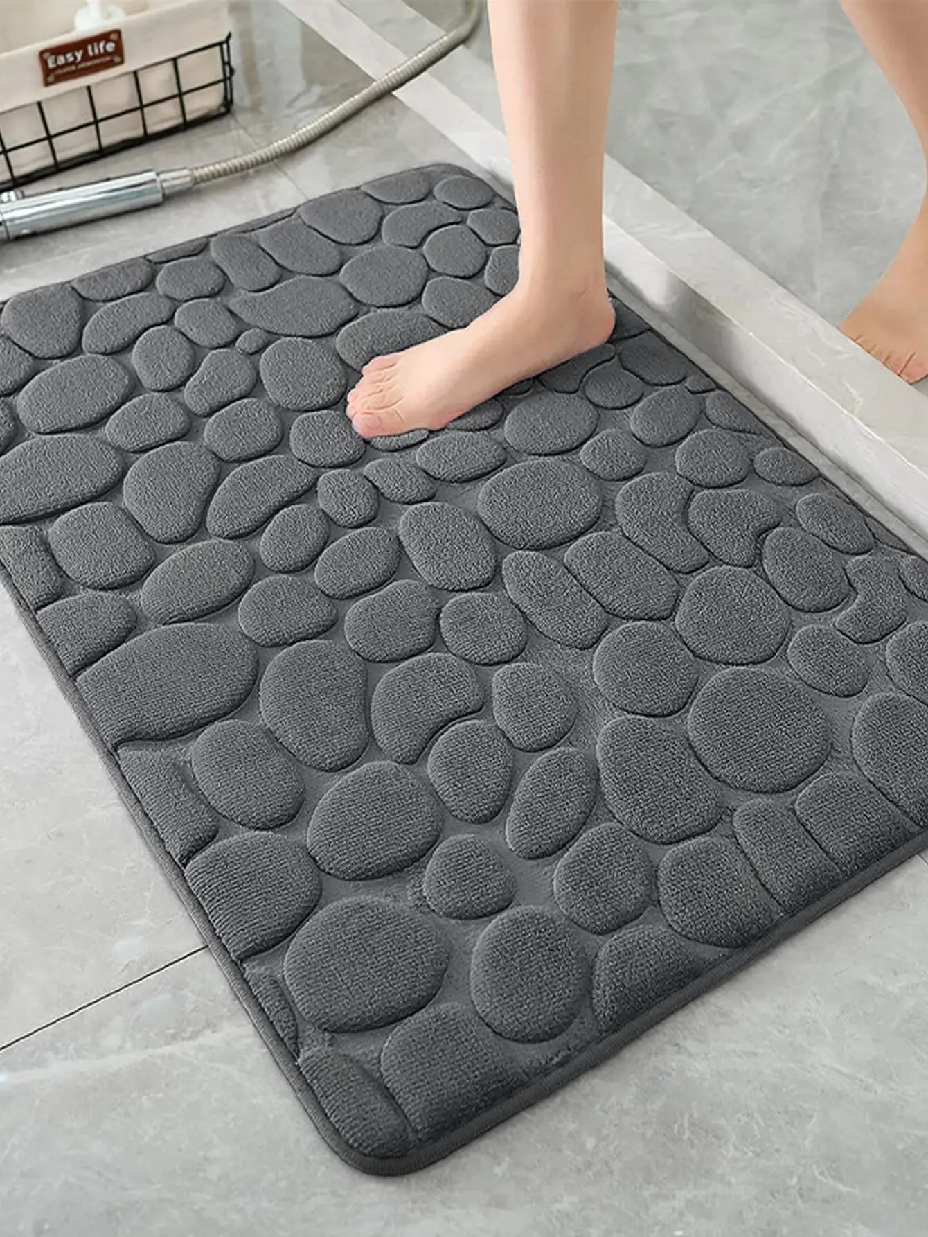 Cobblestone Embossed Bath Mat Non-slip Carpets Water Absorption Washable Bathtub Floor Rug Shower Doormat Bathroom Decor