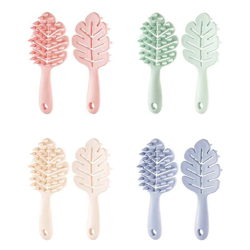 Leaf Shape Silicone Shampoo Brush Head Scalp Massage Soft Hair Comb Long Handle Bath Brush Body Massage Cleansing Tool Gift view 6