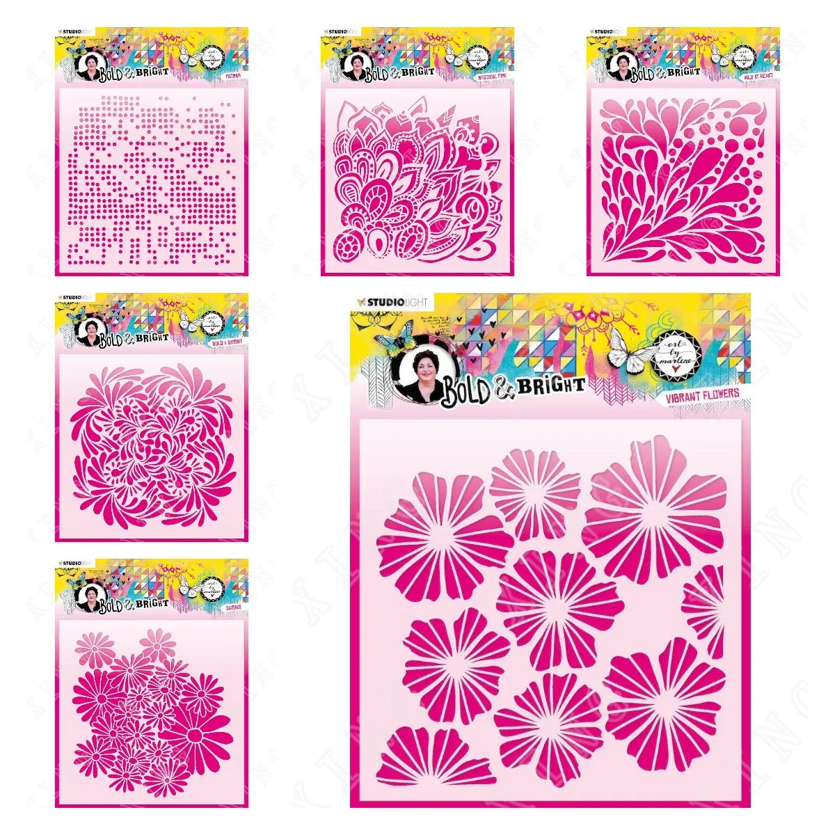 New Daisies Flowers Fire Heart Pacman Abm Bold Layering Stencils Painting Scrapbook Coloring Embossing Album Decorative Template