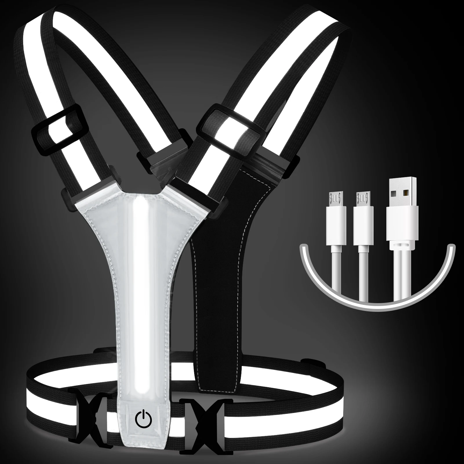 LED-reflecterend vest Hardloopuitrusting USB oplaadbaar LED-lichtvest Hoge zichtbaarheid Hardlooplichten voor joggen Hardlopen Wandelen