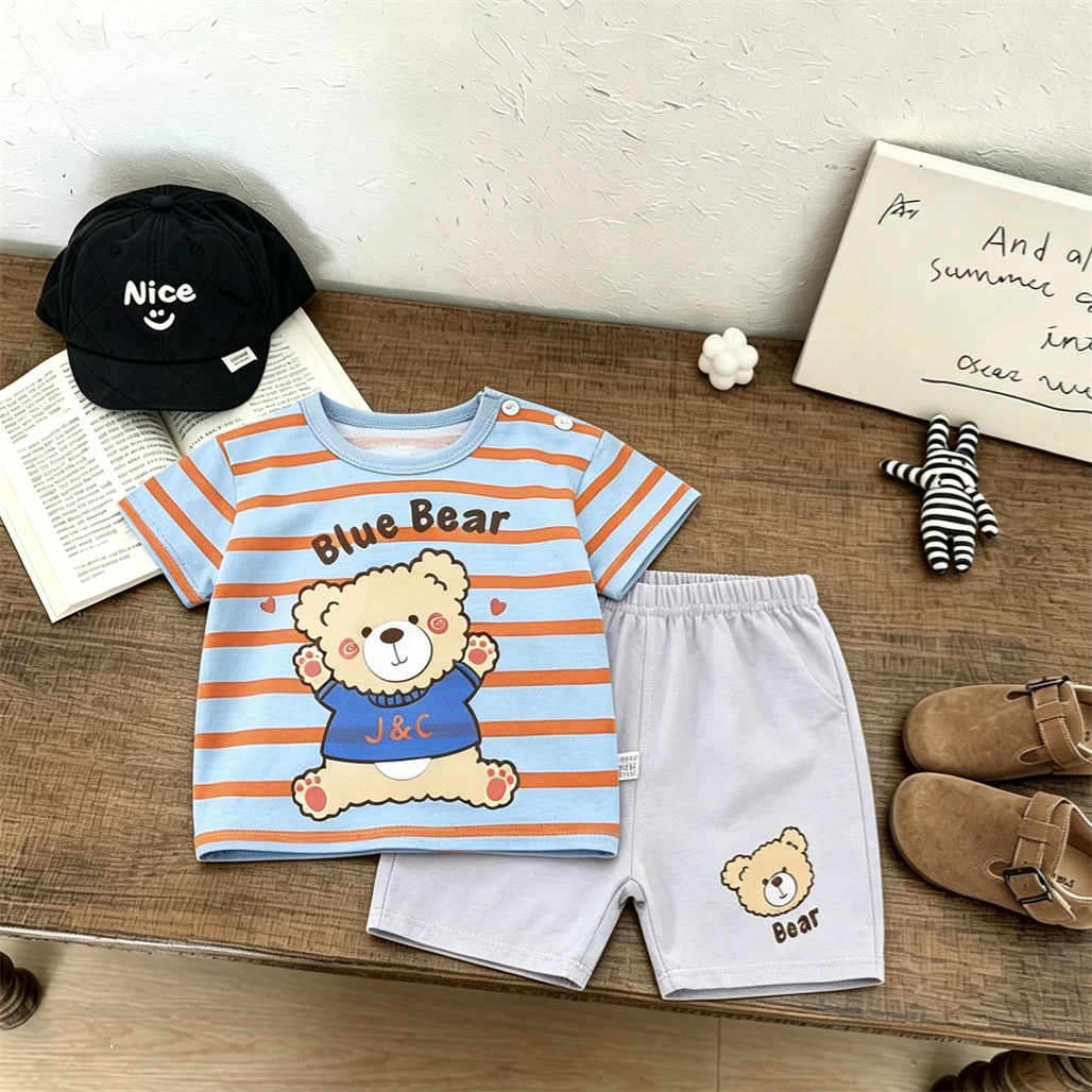 Camiseta bonita para niños de 1, 2, 3 y 4 años, conjunto de dos piezas, ropa de verano, camisetas informales holgadas, pantalones cortos versátiles, traje para bebés, niños y niñas