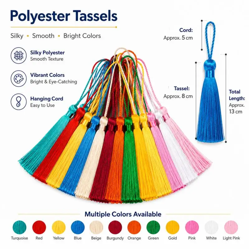 100/200/300 Stück 13cm Seidenquasten Fransen Lesezeichen Quasten Mini für DIY Schmuck Bastelzubehör Souvenirherstellung – Detail 1