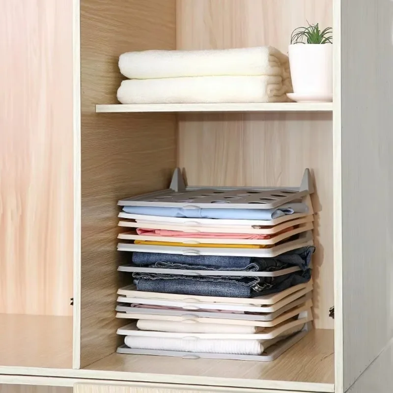 Clothing Lazy Folding Board Dividers Shirt Organizer T Shirt Folder Board Stackable Multi-Functional Wardrobe Storage view 4