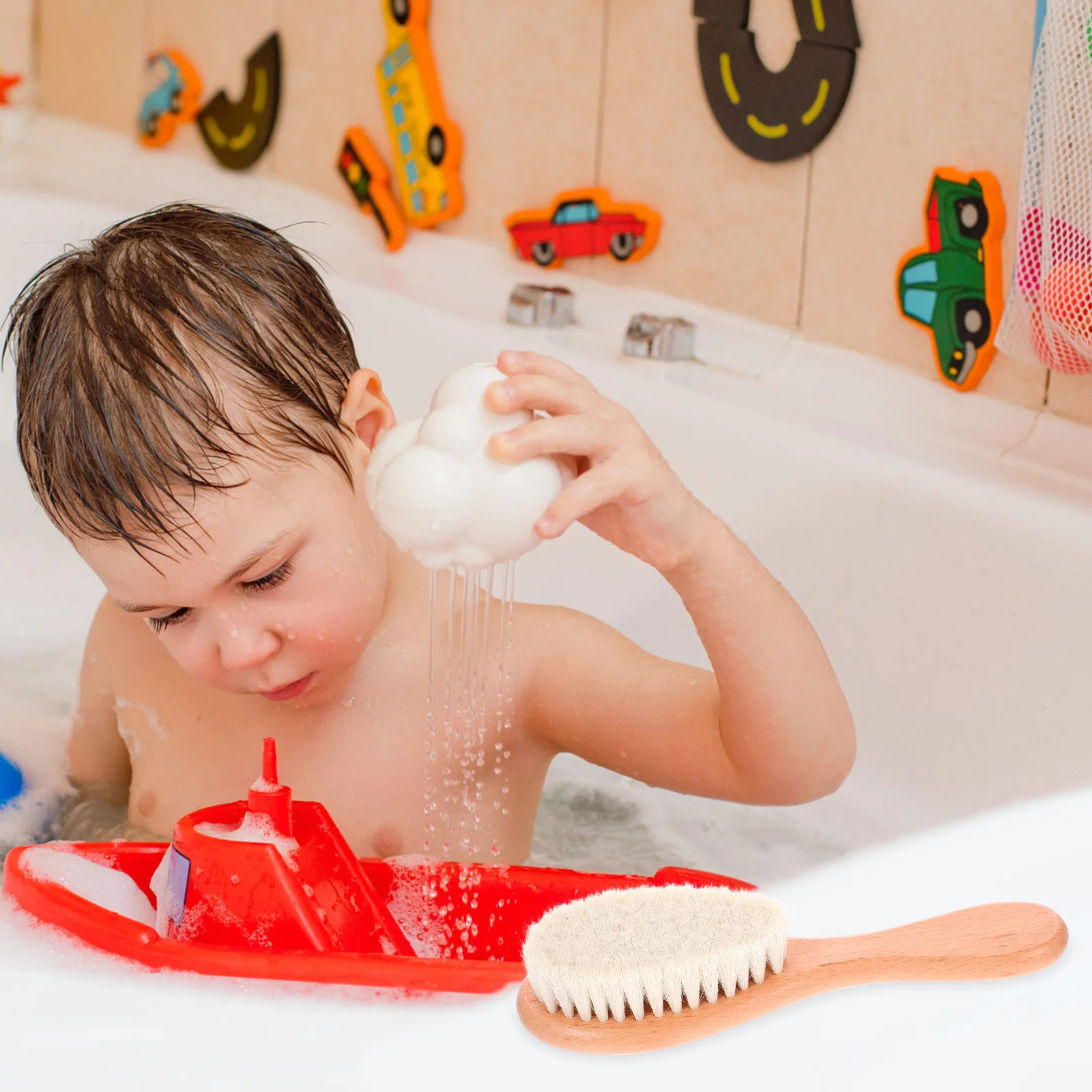 

Shampoo Newborn Shower Scrubber Back Curls Wooden Handle Back Scrubber Soft Massage Brush Hair Body Use