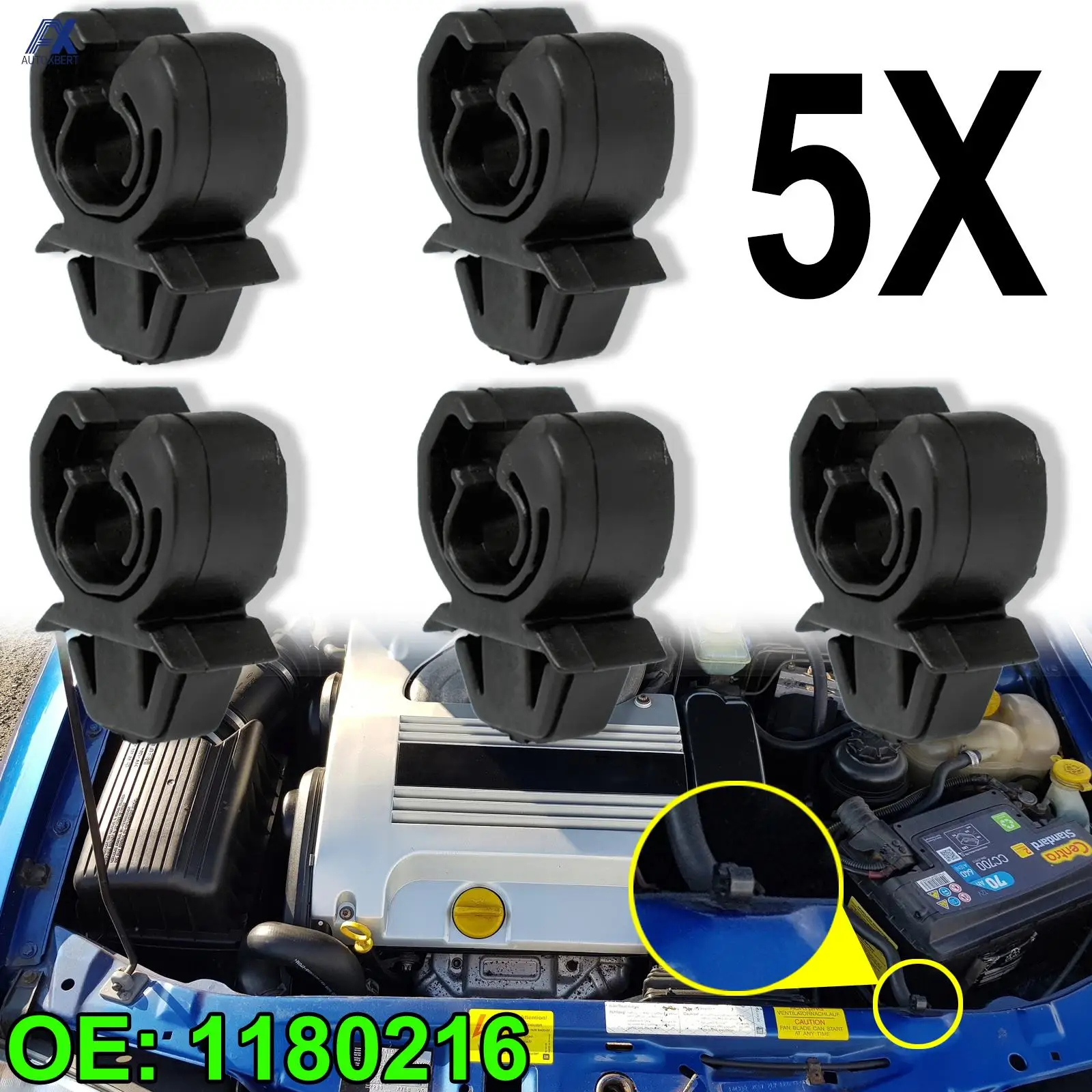 5pcs Bonnet Rod Hood Support Prop Stay Clip Holder Clamp 1180216 For Vauxhall Opel Astra G Zafira A Omega B Combo C Fastener