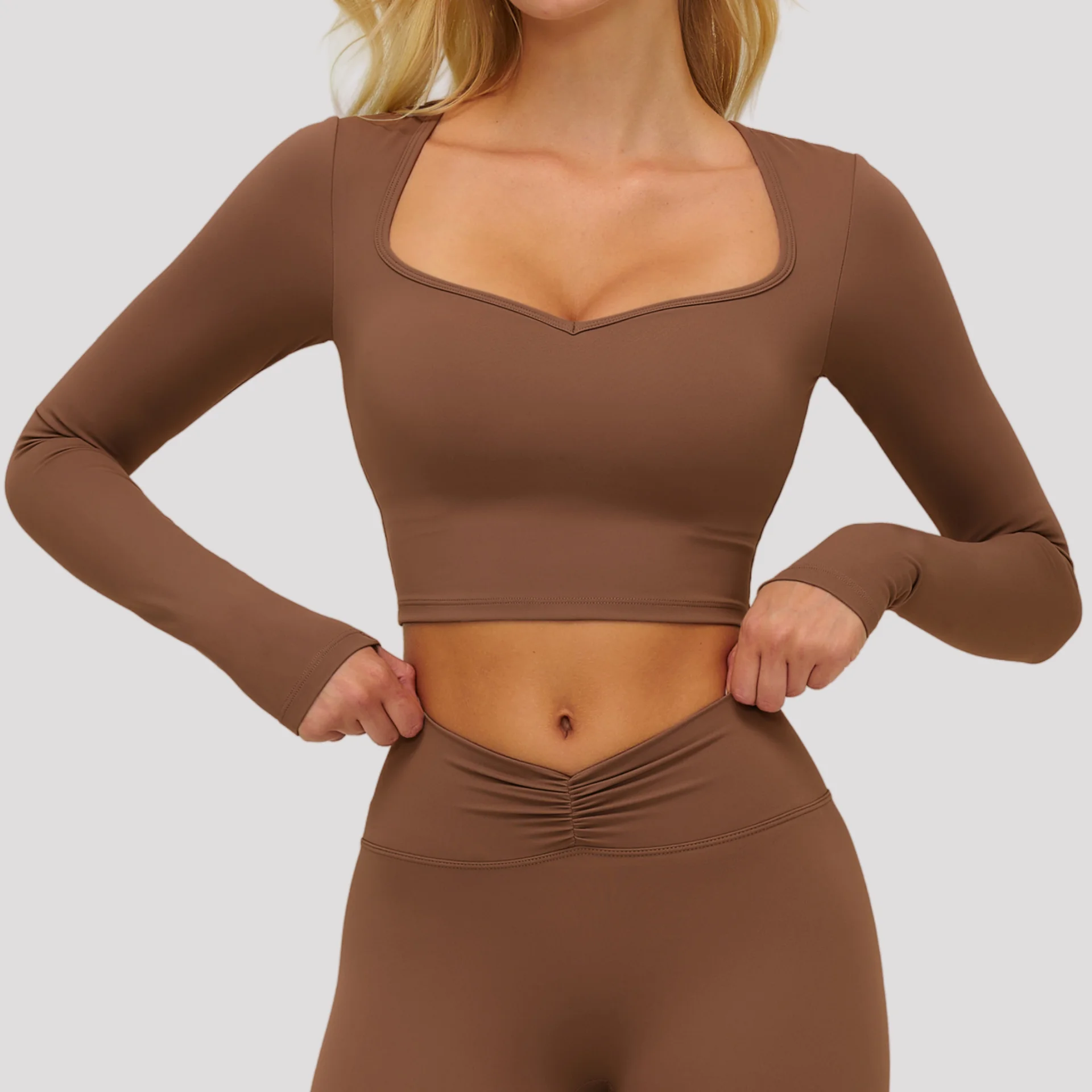 Women Yoga shirts Long Sleeve Gym Clothing Quick-Drying Sportswear workout top female Running Fitness brushed sport top Crop Top