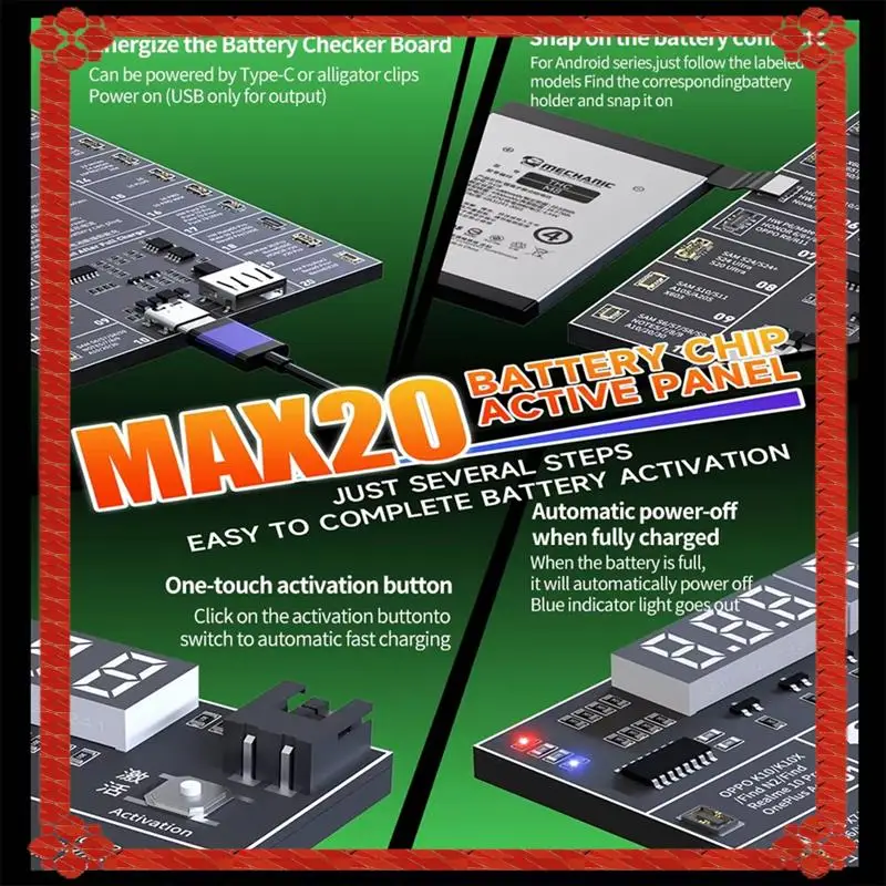 

24-часовая доставка MECHANIC MAX20, тестовая плата быстрой зарядки аккумулятора для Iphone 8-16 серии, Android, инструменты для ремонта активации батареи