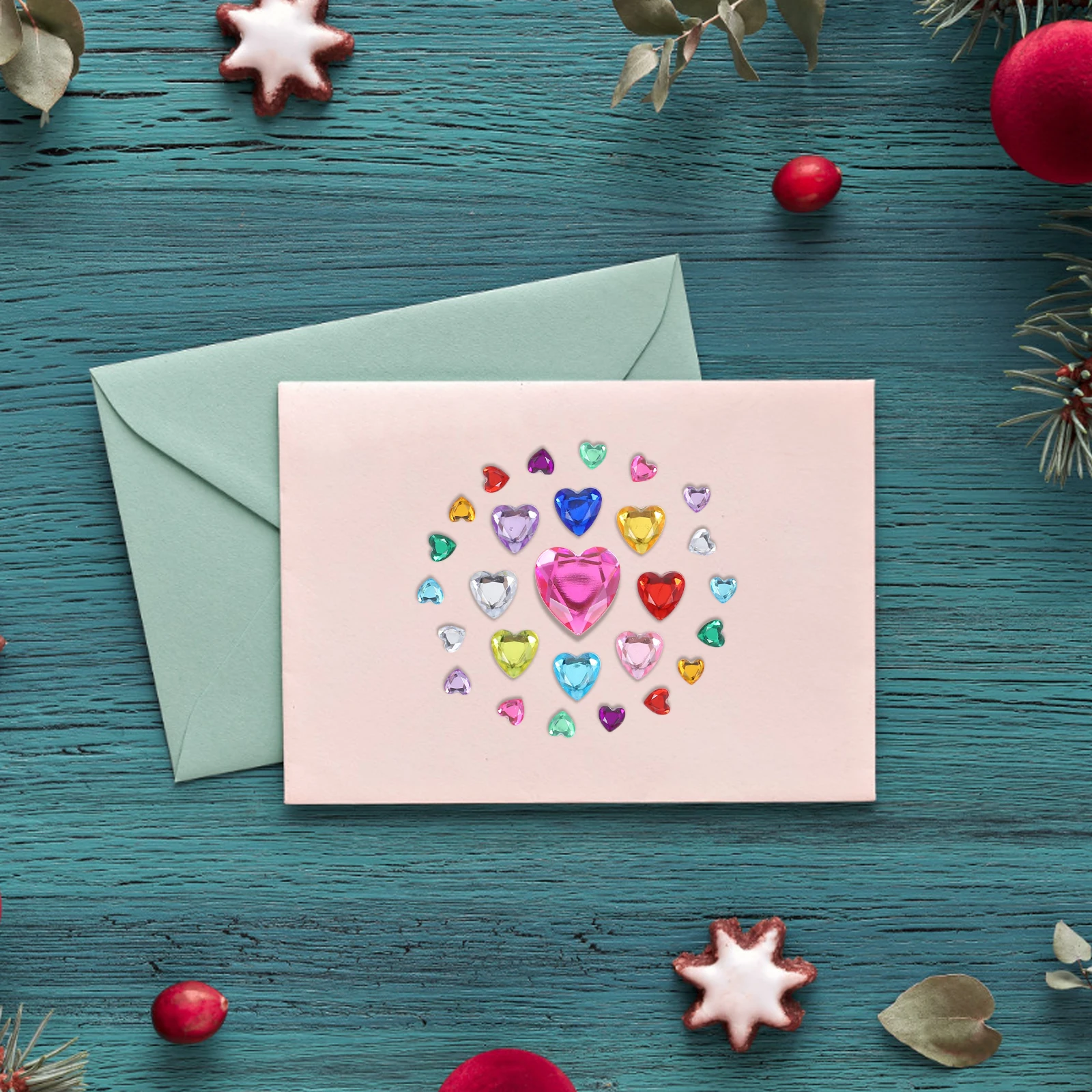 

12 Pcs Heart Rhinestone Stickers Waterproof Acrylic Valentines Day Decorations Gemstone Crystal Drills Nail Art Phone Notebook