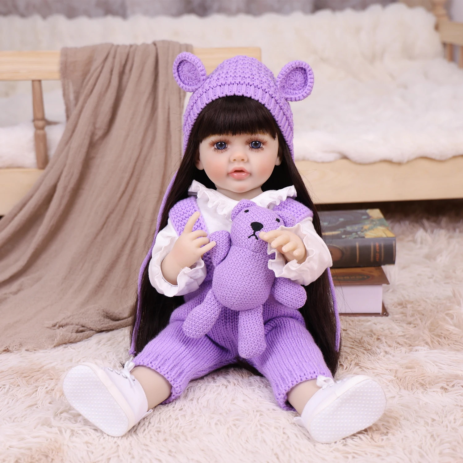 

KEIUMI 22 Inch Reborn Baby Doll Soft Body Silicone Vinyl Realistic Skin Visible Veins Babies Girl Toy Children Birthday Gift