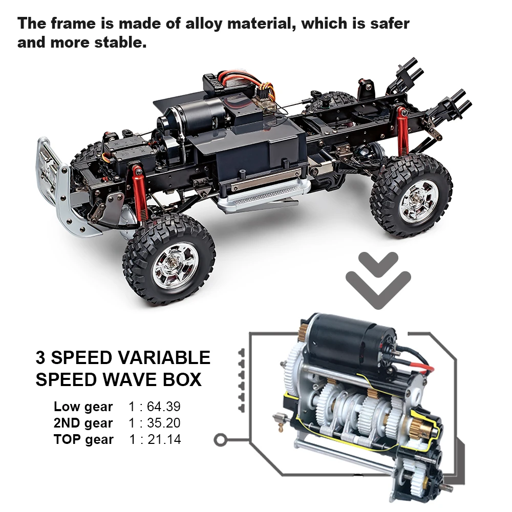 Camioneta eléctrica con Control remoto para niños, con luz HG-P410 juguete, color negro, 1:10, 2,4G, 4WD, RC Crawler