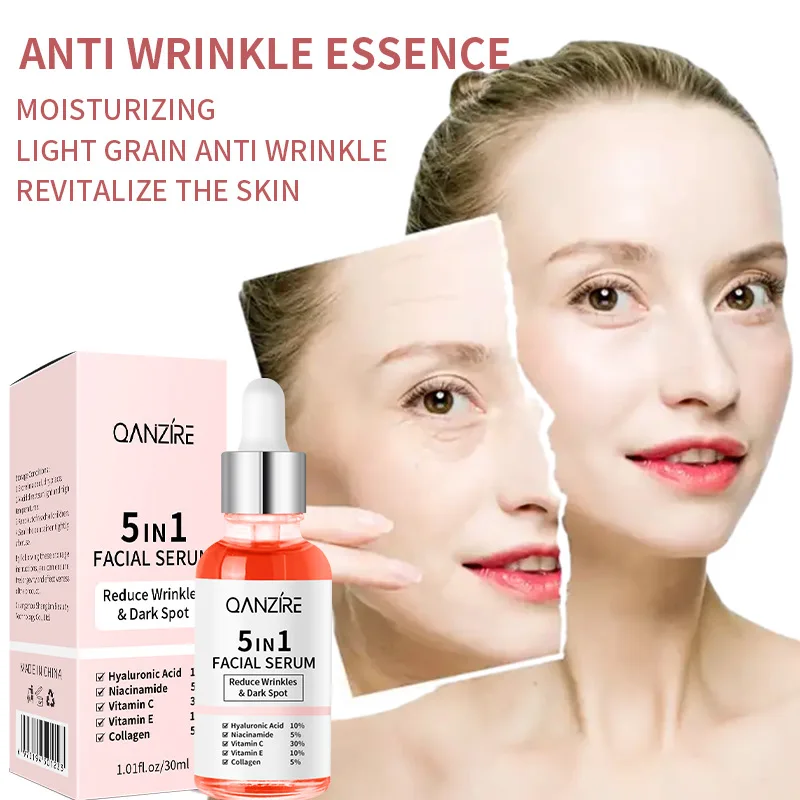 30ml 5 In 1 Face Serum Moisturizing Hyaluronic Acid Vitamin C Facial Serum smoothing Brightening Skin Care