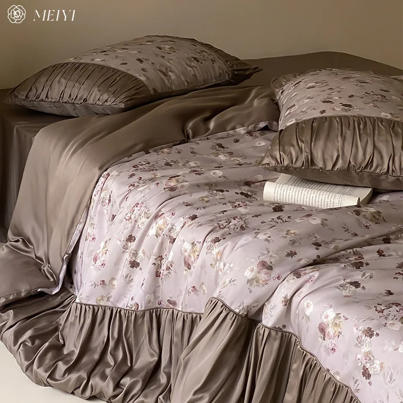 

Customizable high-end pastoral style 100 tencel long-staple cotton pure cotton four-piece set