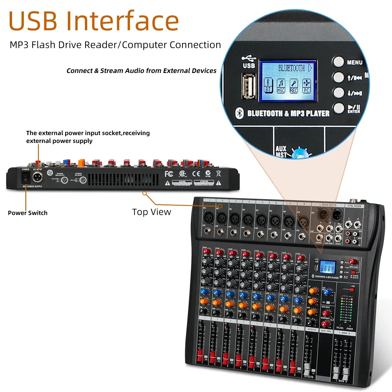 Audio Mixer Sound Mixing Table Card Professional Pc Digital Consoles Interface Console Pro Equipment 8 Channel Dj Controller