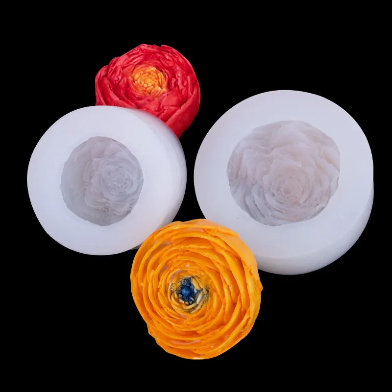 3D Small Bud Peony Rose Flower Aromatherapy Gypsum DIY Candle Fragrant Stone Epoxy Silicone Silicon Mould Resin Molds