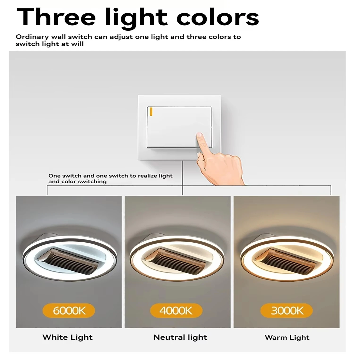 Modern Round Ceiling Fan With Light For Bedroom Study Living Room 48CM Minimalist Bladeless Ceiling Fans With Lights And Remote