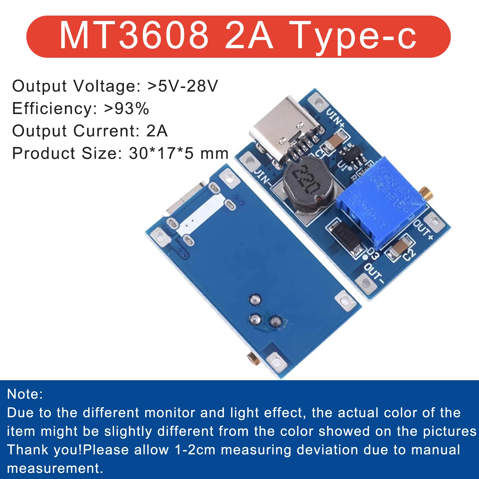 1-10PCS MT3608 Boost Module DC-DC Step Up Converter Booster Power Supply Module Board 2A Max 2V-24V To 5/9/12/28V for Arduino