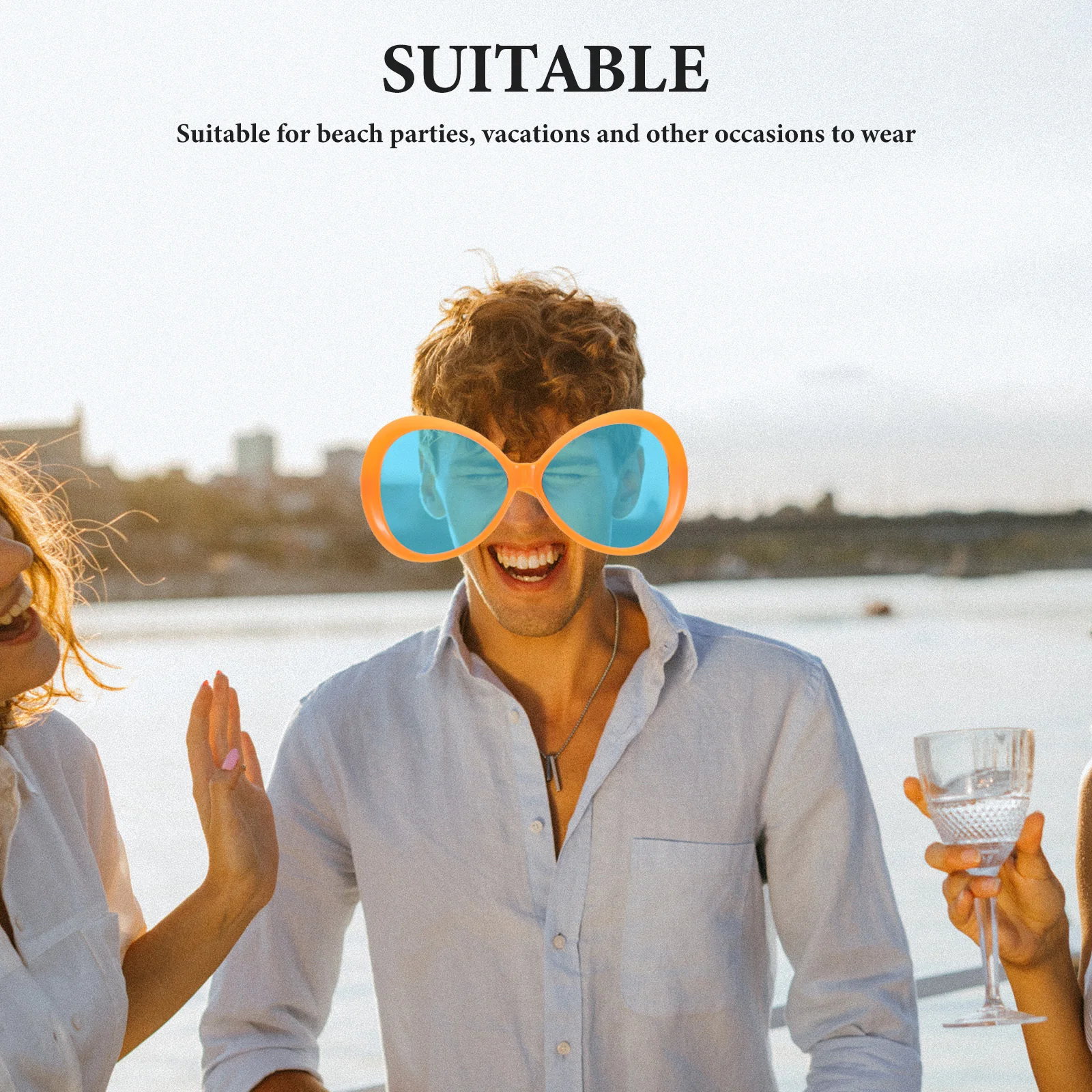 

2Pcs Big Sunglasses Hawaiian Style Oversized Fun Glasses 10Inch Plastic Eyewear for Party Beach Vacation Festival Prop Novelty