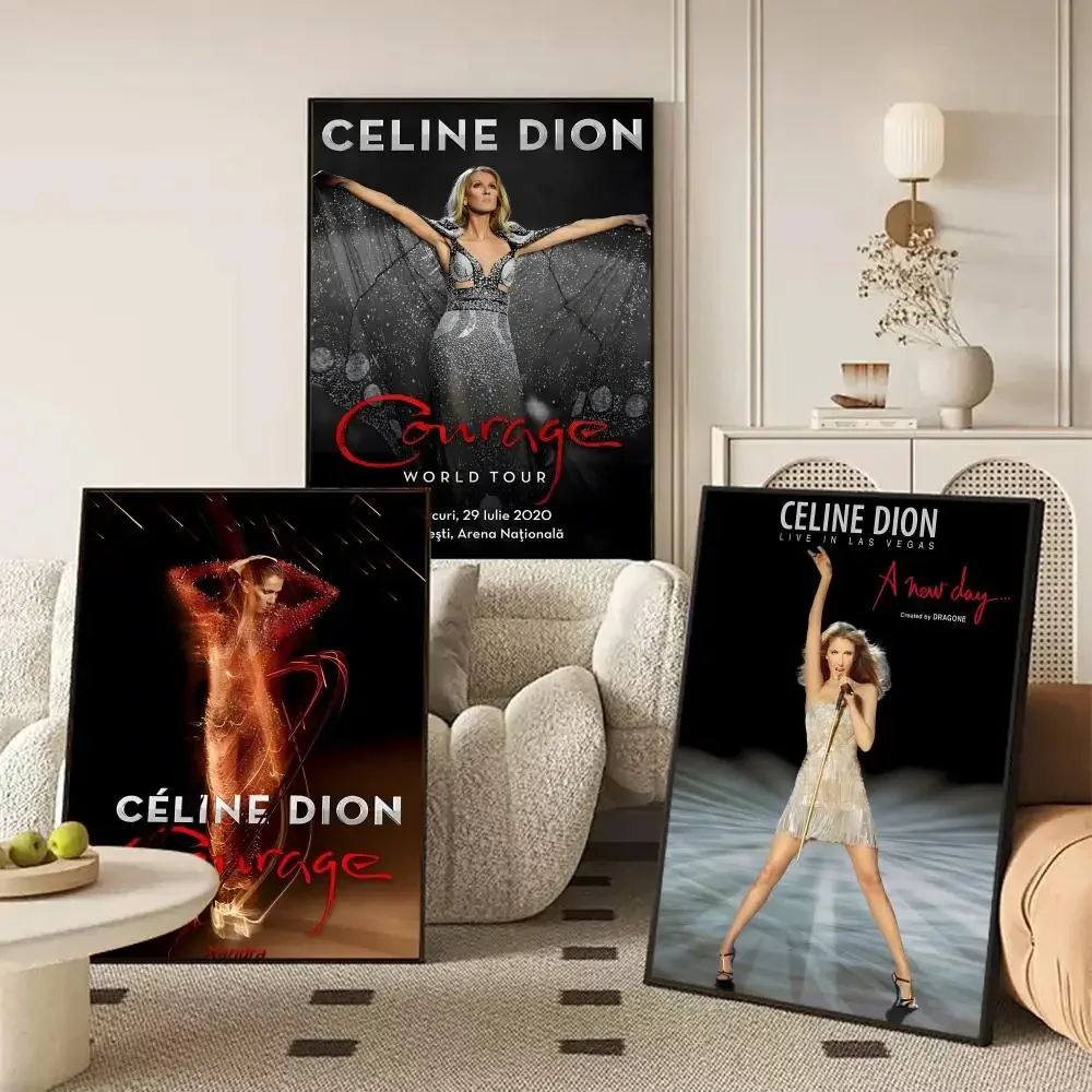 Singer C-CelineS D-Dion Poster Waterproof Self-Stick Wall Art Stickers, Removable Wall Decor for Living Room and Bedroom