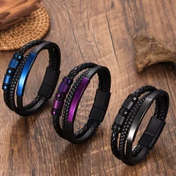 Classic Men's Leather Bracelet New Hand-woven Multi-layer Combination Accessory Fashion Man Jewelry Wholesale Dropshipping