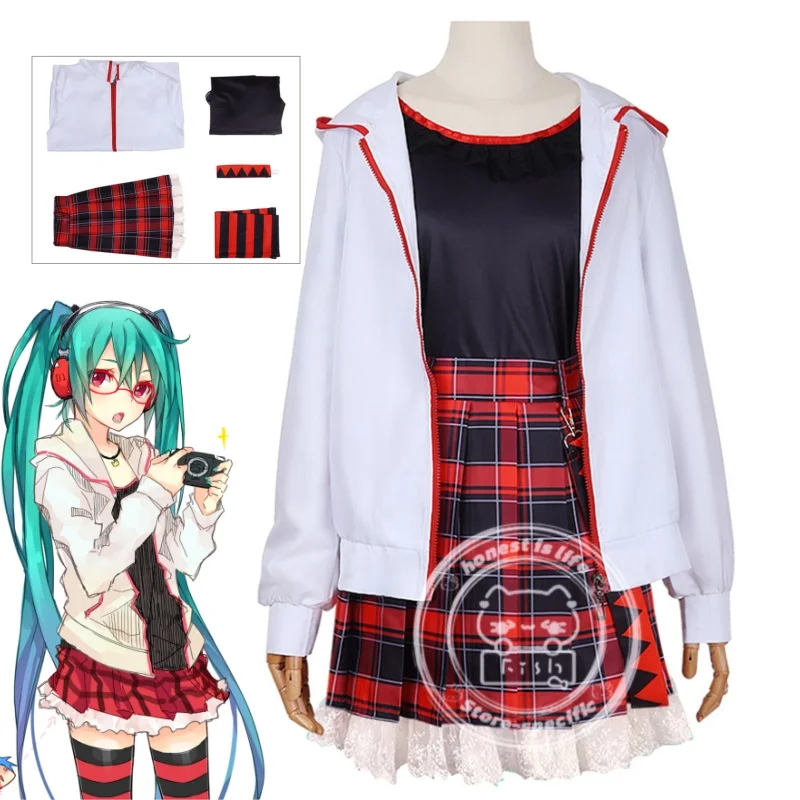 Anime Project Sekai Colorful Stage Character Performance set Hatsune Miku Red glasses MIKU Cosplay Clothes JK Skirt Halloween