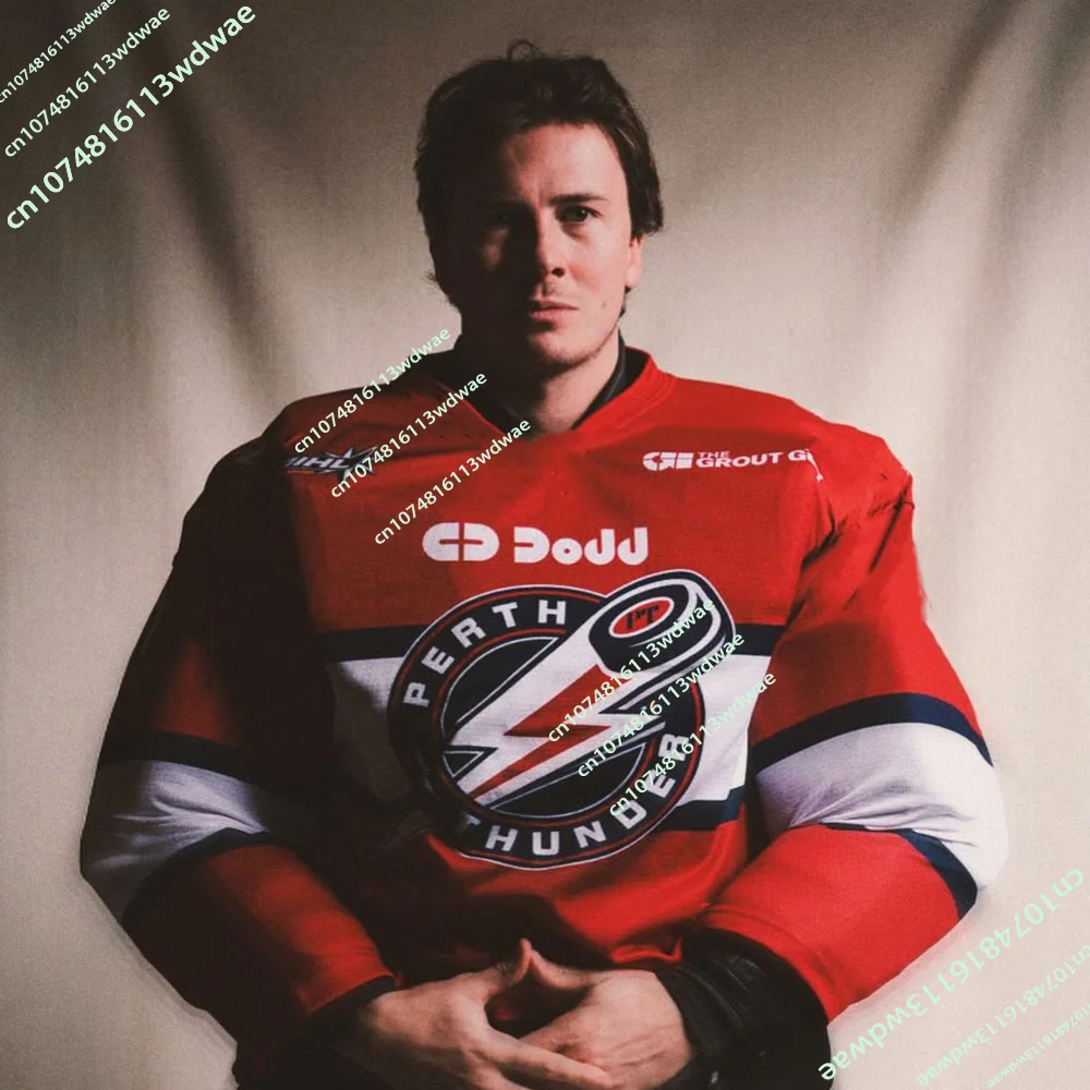 

NEW 2026 AIHL Australia Perth Thunder Men's Ice Hockey Jersey 3D Pint Long Sleeve Sport Adult Casual Quick-dry T-Shirt Moto