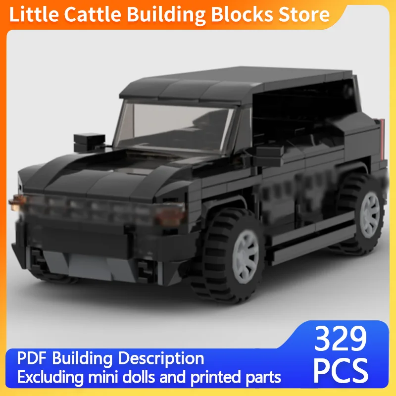 City Car Model MOC Building Bricks Black Sport Utility Vehicle Modular Technology Gifts Holiday Assemble Children Toys Suit