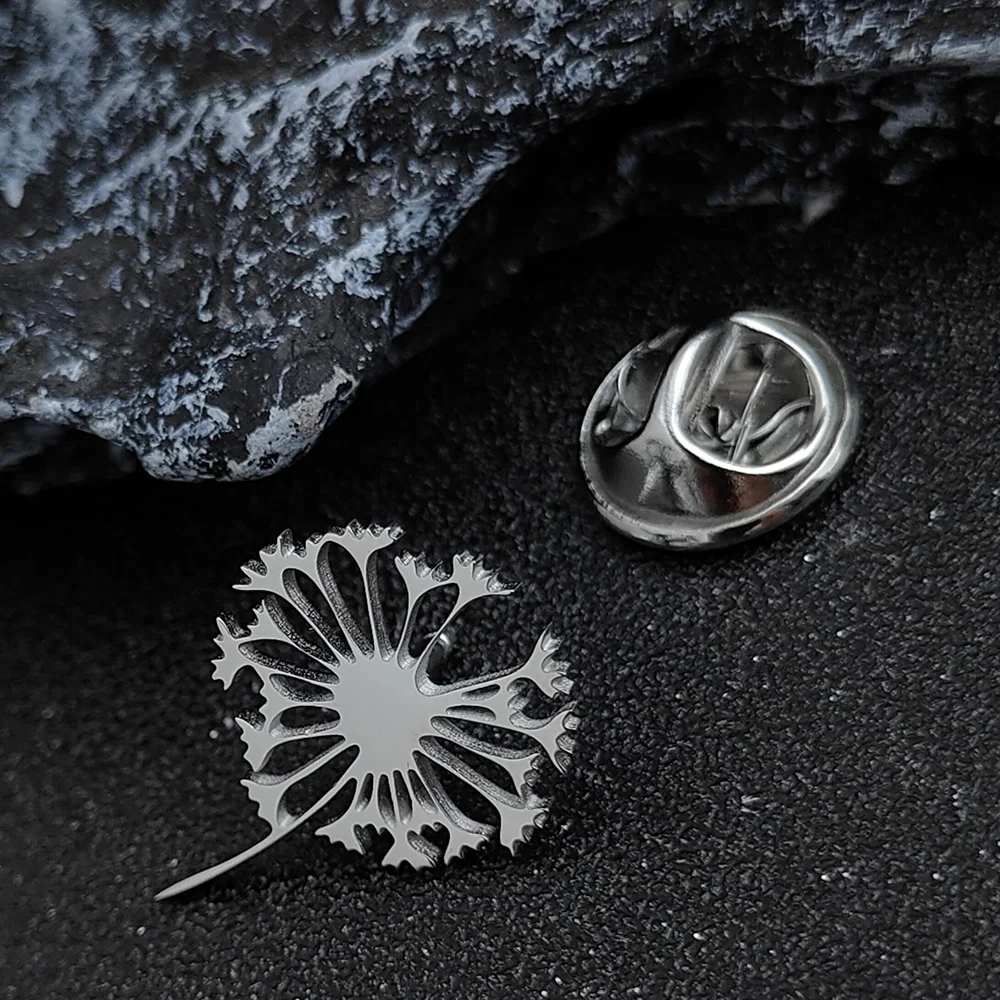 Stainless Steel Women Brooch Gorgeous Lapel Pin Korean Fashion Style Specific Design Dandelion Flower Accessories Luxury Jewelry