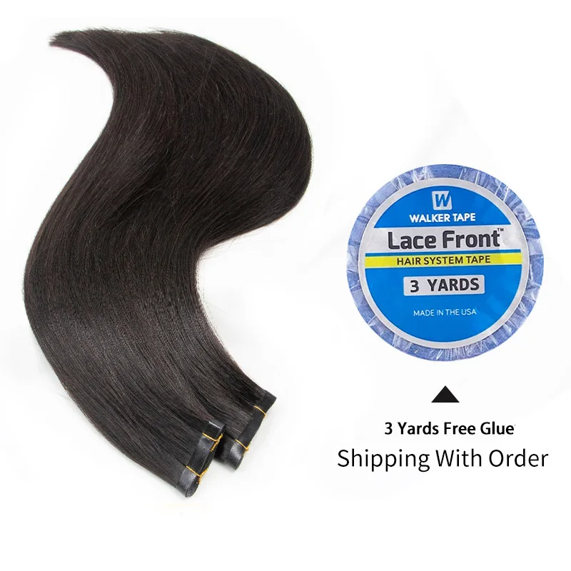 Fita longa invisível pu trama pacotes de cabelo humano cabelo natural real sem costura e sem cola fita injetada em extensões de cabelo pontas grossas