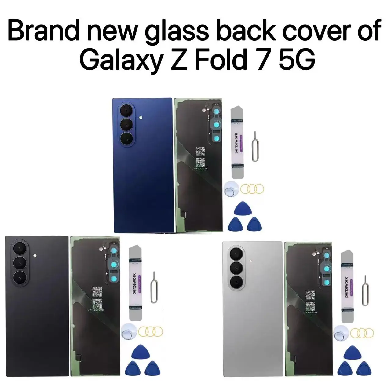 

Ceramic Back Cover for Samsung Galaxy Z Fold 7 5G, Glossy Anti-Scratch Rear Housing with Tool