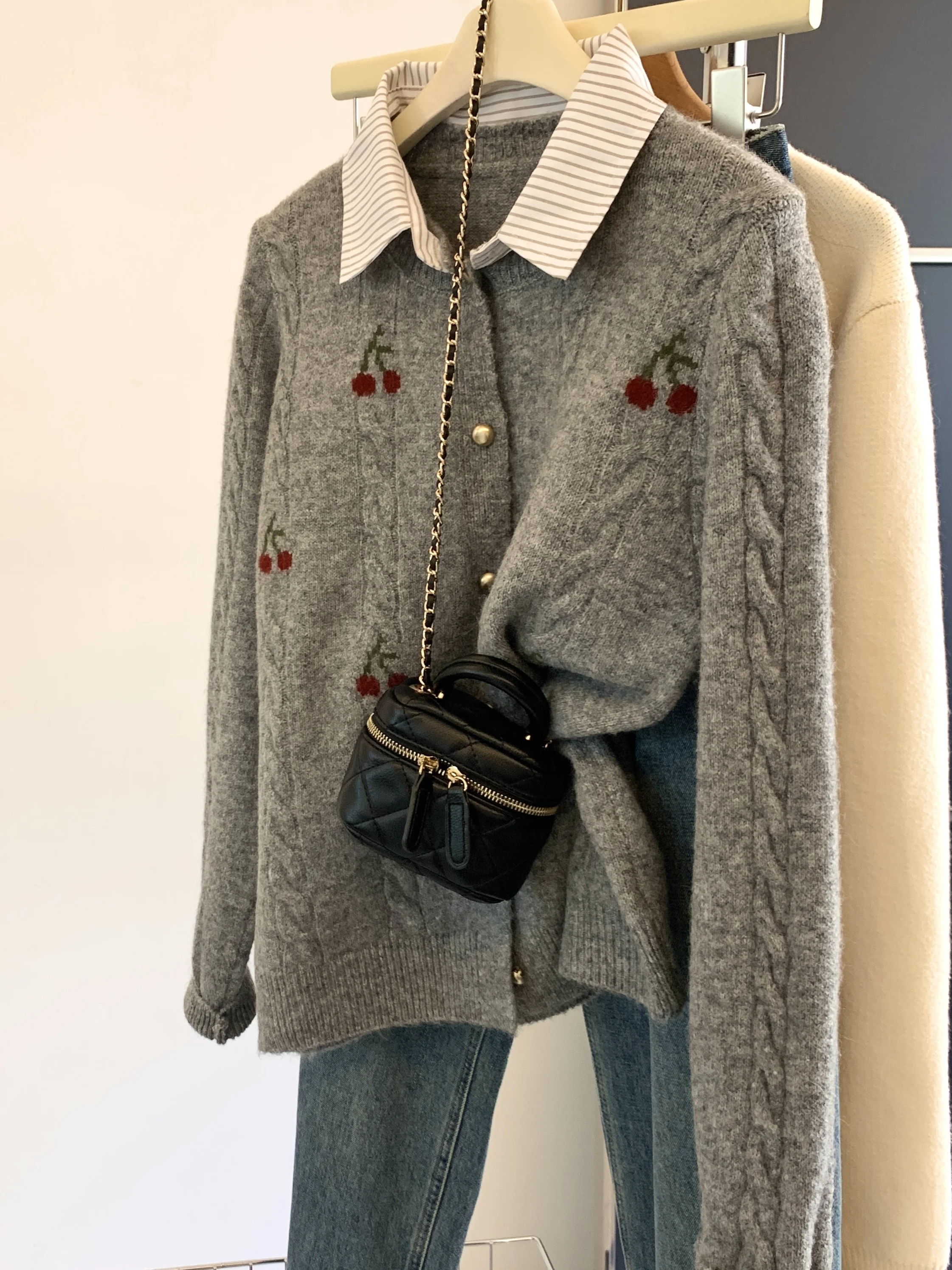 

Мягкий уютный вязаный свитер с воротником irt, пальто, женское осенне-зимнее новое пальто с ветровым воротником для колледжа, длинный теплый топ све