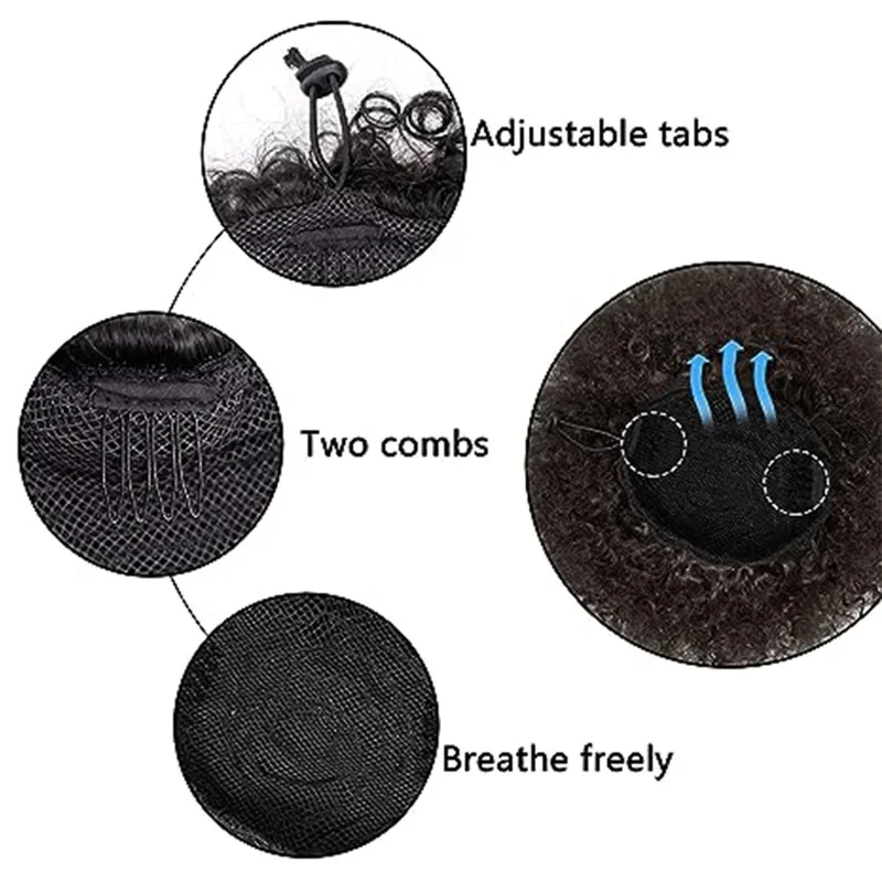 Synthetic 10Inch Big Afro Puff Drawstring Ponytail Extensions for Black Women 4b 4c Kinky Curly Hair Bun Ponytail Wigs Daily Use