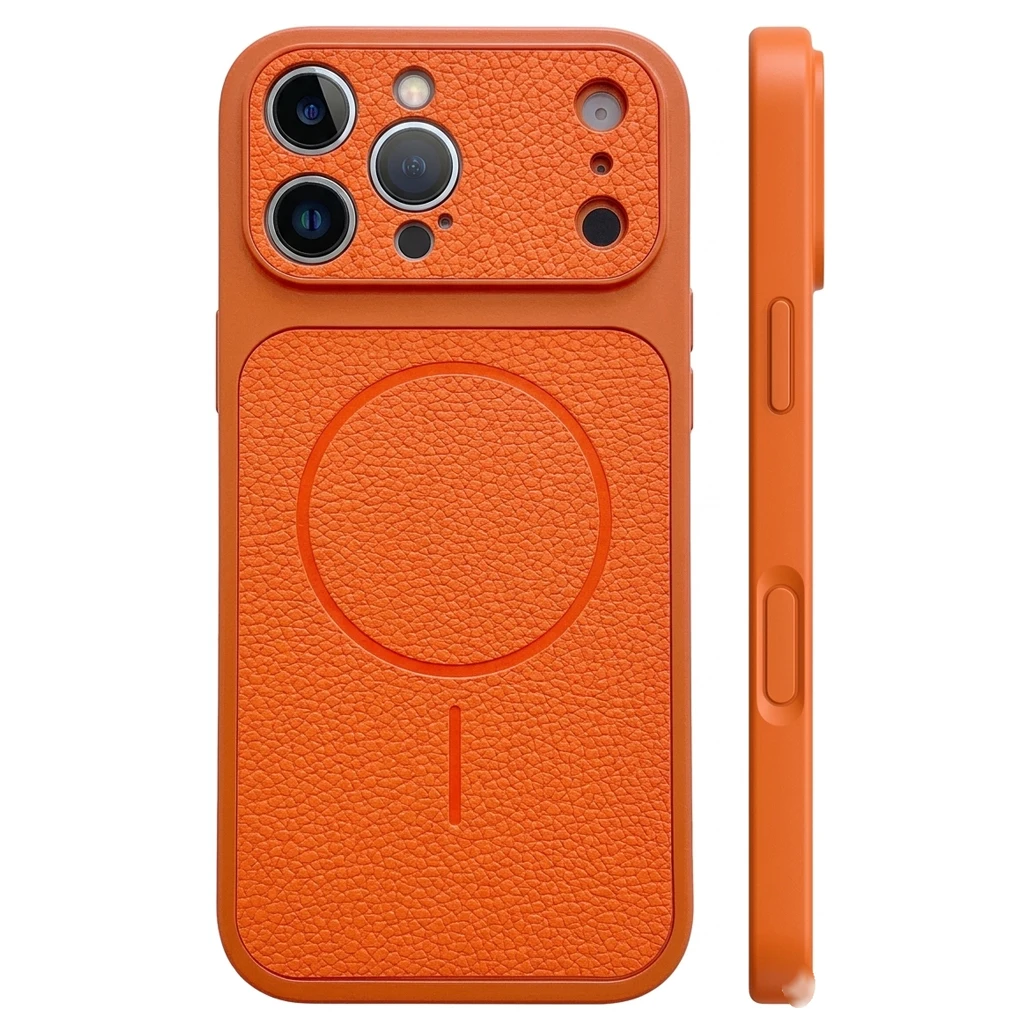 

For Magsafe Leather Case For iPhone 17 15 16 Pro Max 17 Pro Air 14 13 Lychee Leather Texture Magnetic Luxury Phone Back Cover