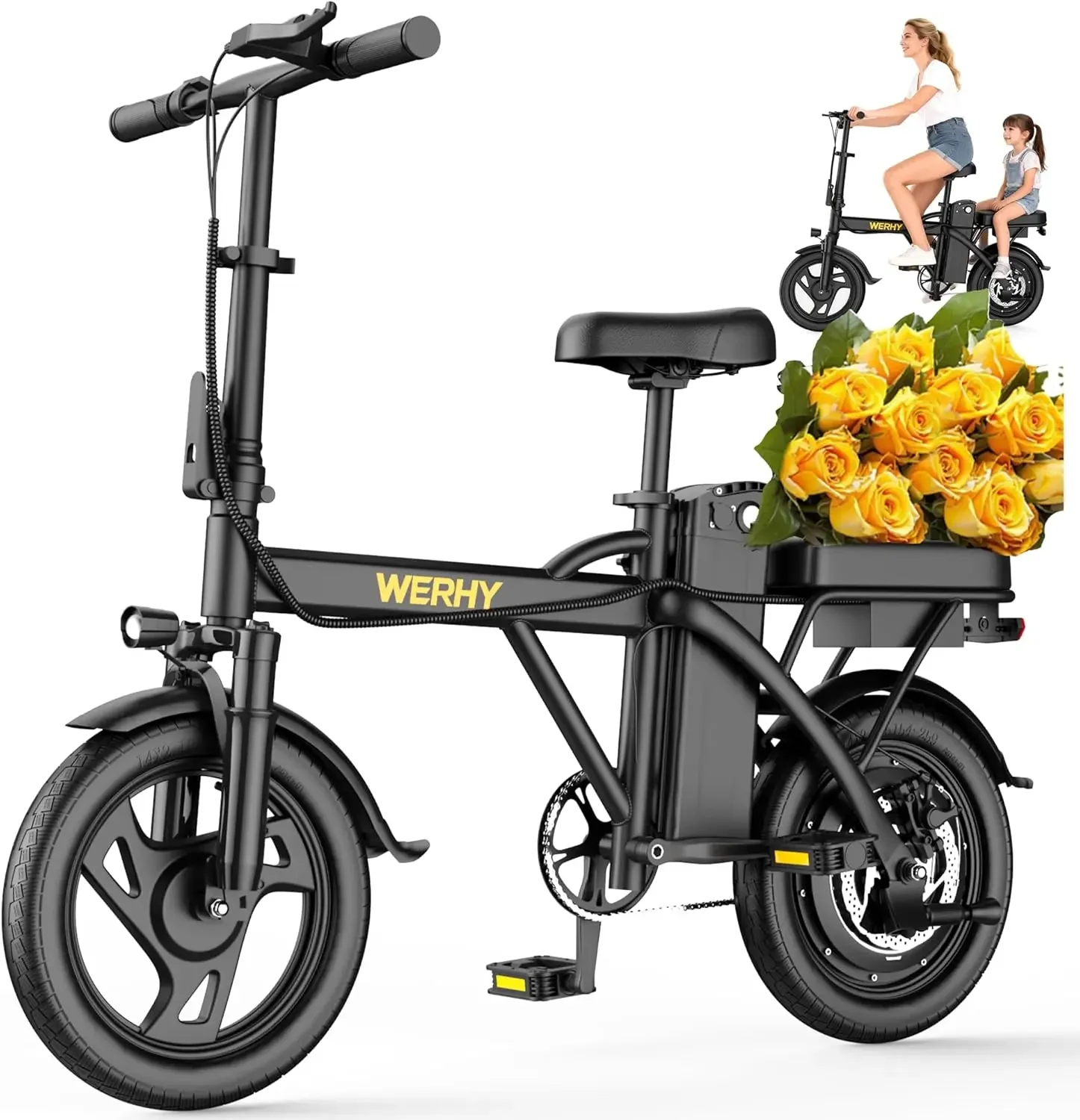 

Electric Bike for Adults, 500W Motor, 22 MPH Max Speed Folding Ebike, 14" Electric Bicycles, Max 30/40 Miles Range (Pedal Assist