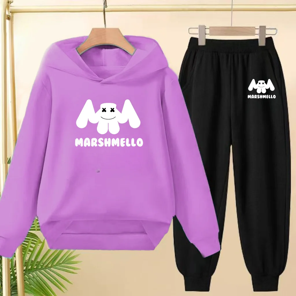 

New Style Autumn Winter 2Piece 3-12 Age Children Outerwear Boy Girl letters Print Hoodie Trouser Pullover Cute Hooded Sportswear