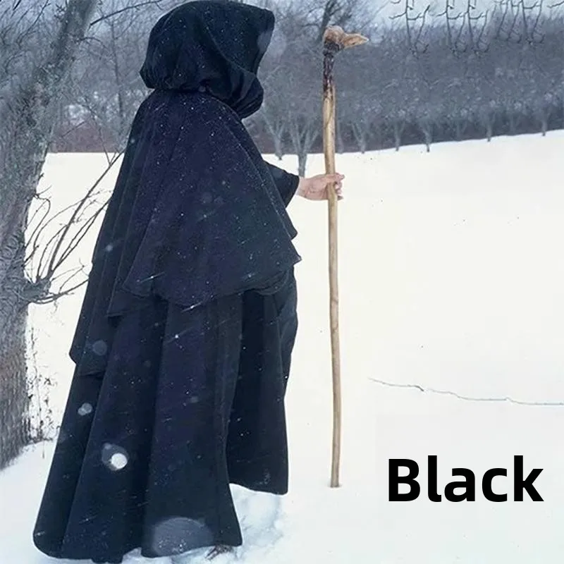 Medieval Hooded Wizard Robe loween Cosplay Costume Magic Mr. Pumpkin Death God Polyester Material Women's Ethnic Wear