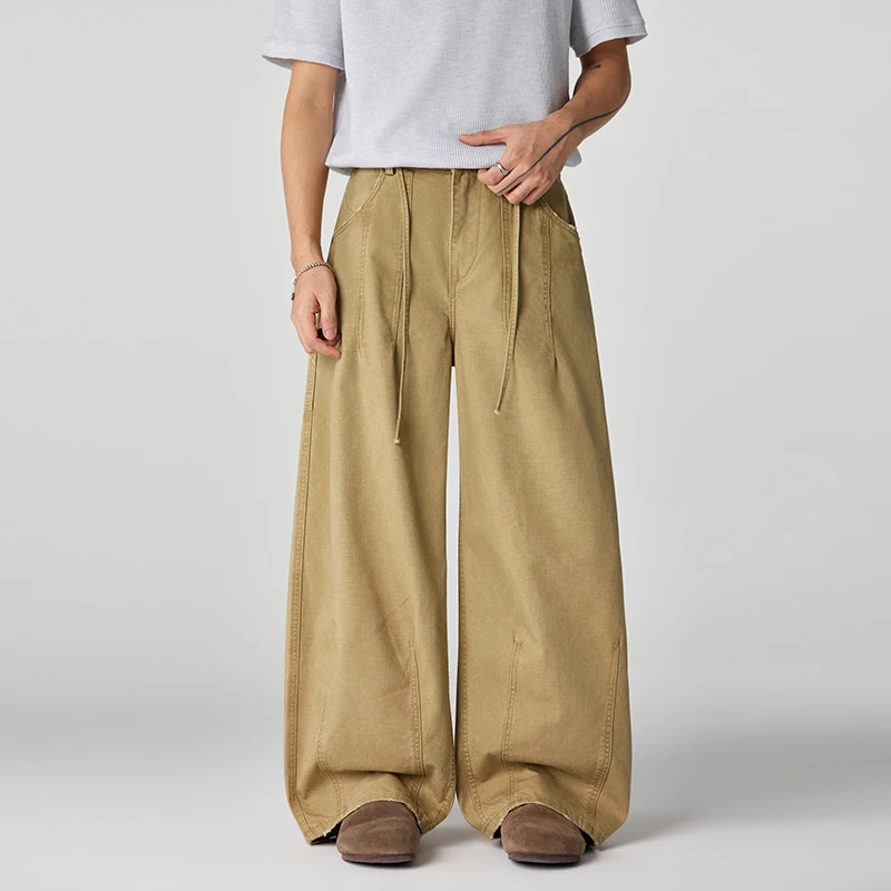 

Broken Edge Baggy Pant Men Women Streetwear Fashion Loose Casual Vintage Pure Cotton Wide Leg Cargo Pants Cityboy Trousers